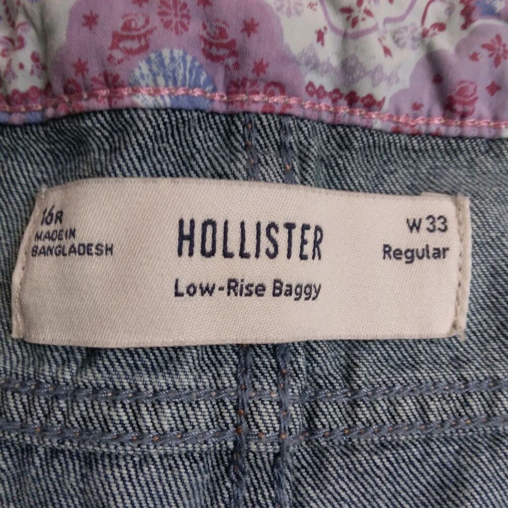 Hollister Low-Rise Baggy Jeans Blue Med Wash Wide Leg Boho Preppy Women's 16 33 - Picture 6 of 16